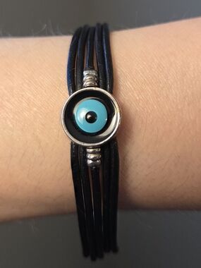 Black Bracelet with Eye Charm